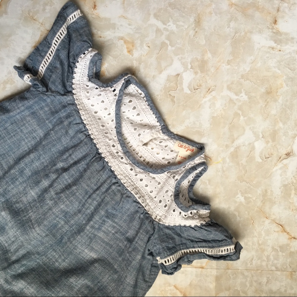 Cat & Jack Denim and Lace Girls Dress S(6/6x)